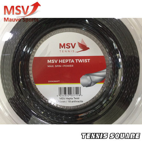 MSV 포커스 헵타 트위스트 블랙 1.15mm|200m릴 스트링테니스라켓,베드민턴라켓